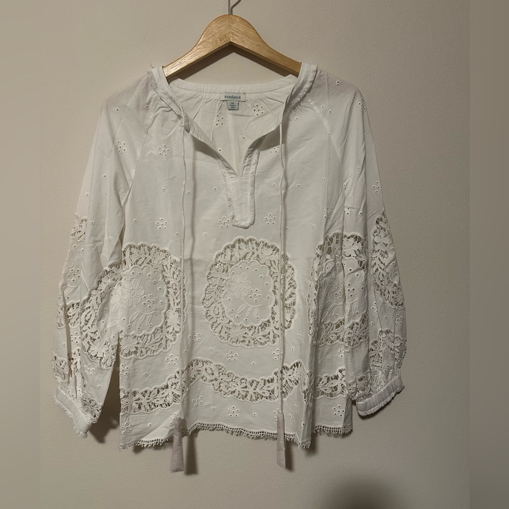 NWT Sundance Princesa Crochet Blouse boho eyelet cottage festival beach size XS - Picture 7 of 8